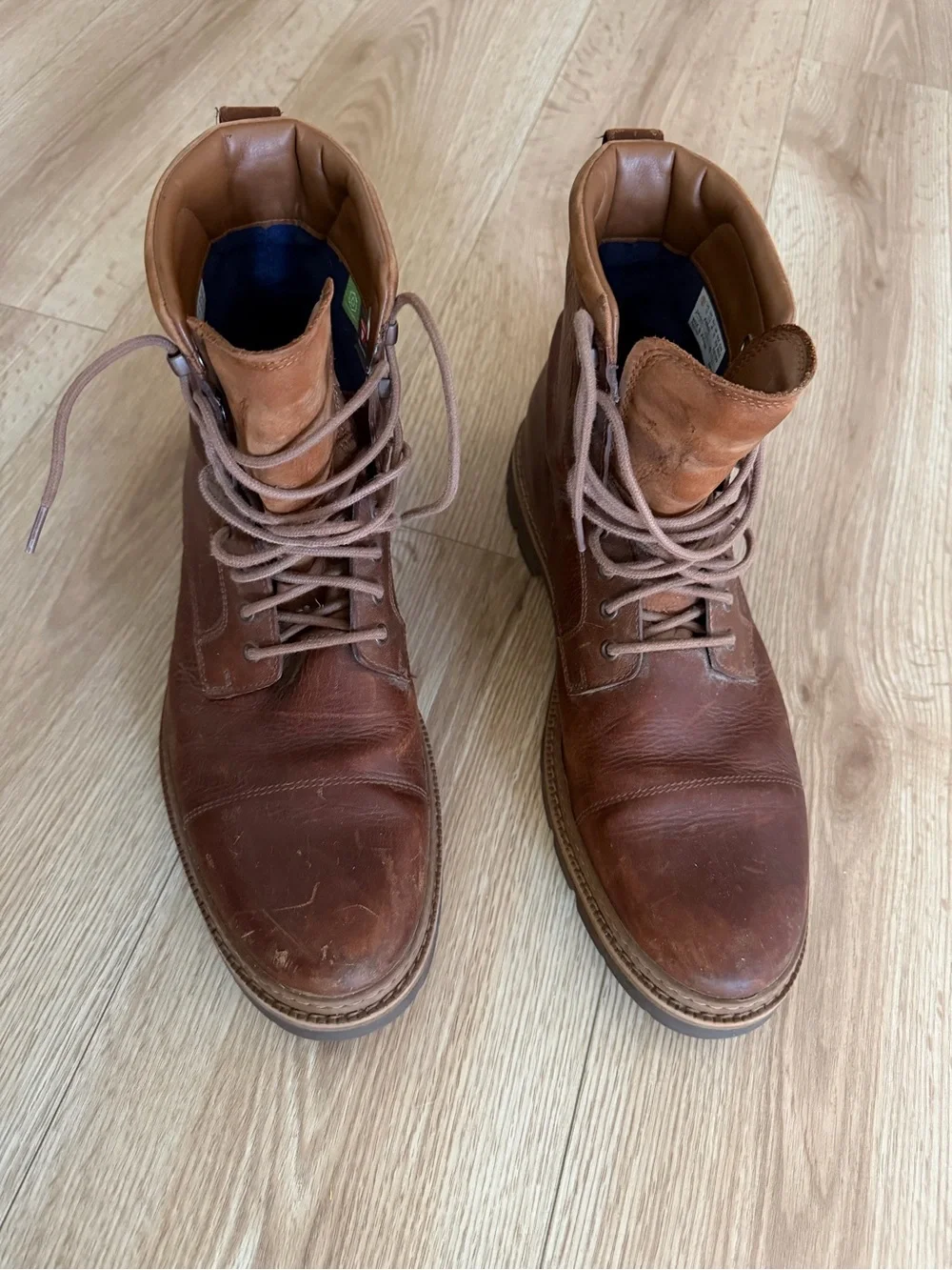 Timberland Brown Leather Lace-Up Work Boots with Padded Collar